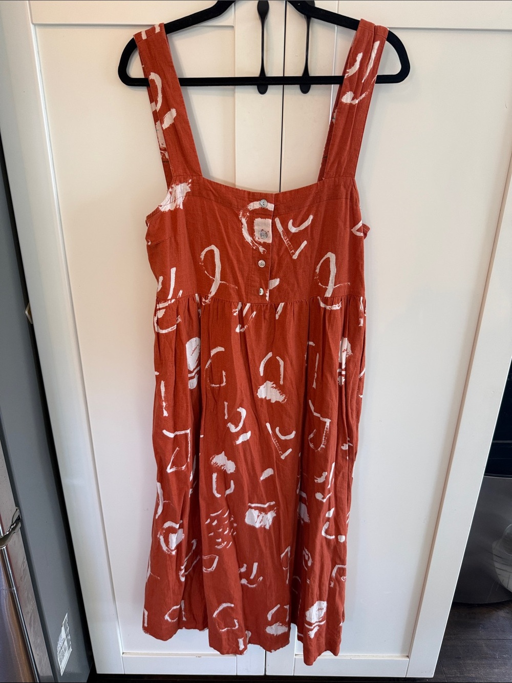 Madewell x Caroline Z Hurley Rust Orange Abstract Print Midi Sundress